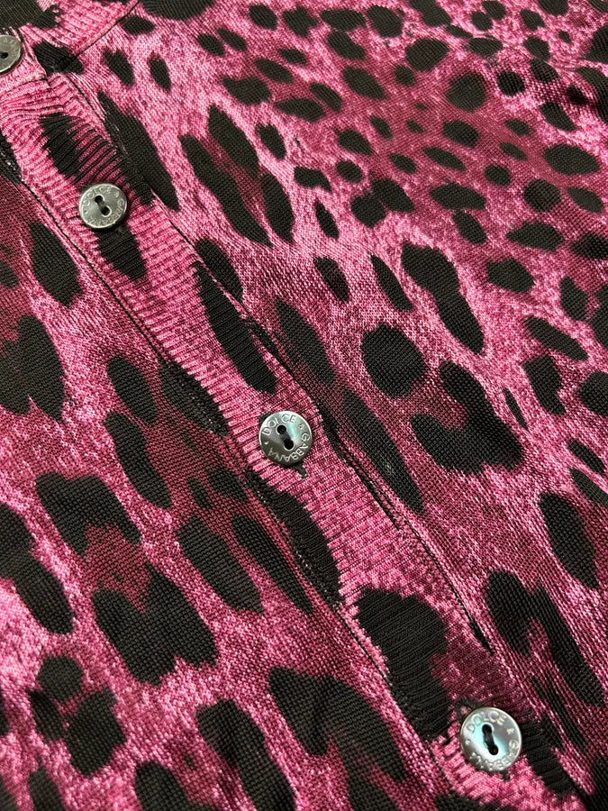 2010s Dolce & Gabbana Purple Viscose Leopard Print Cardigan IgYrRWQ 5