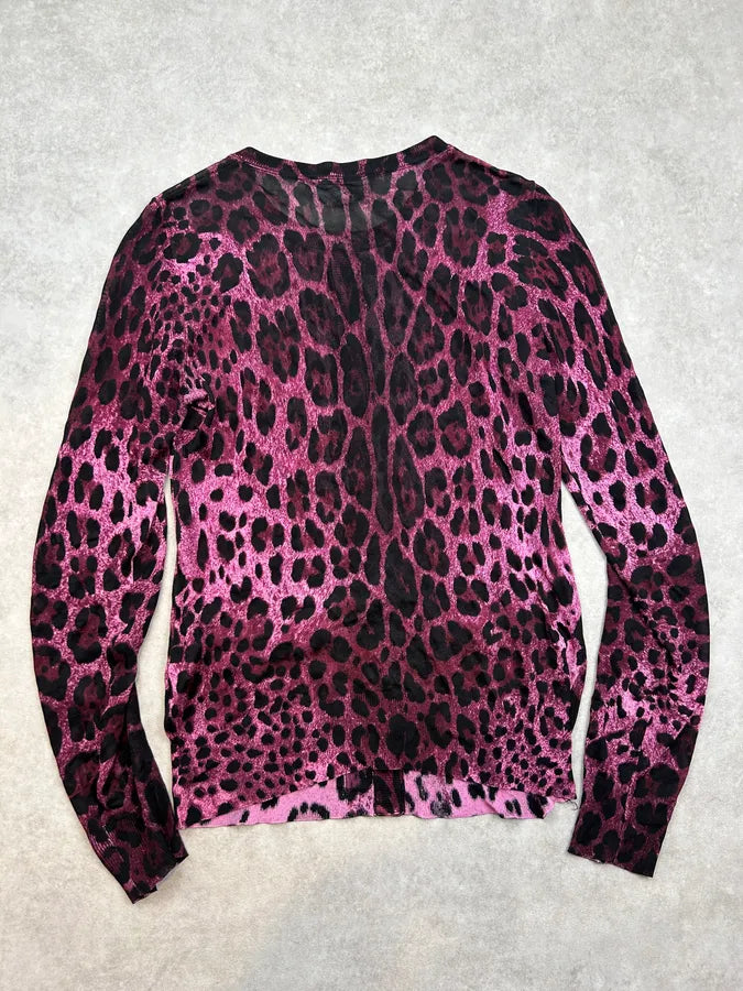 2010s Dolce & Gabbana Purple Viscose Leopard Print Cardigan IgYrRWQ 8