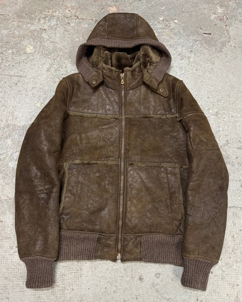 2010s Dolce & Gabbana Rabbit Brown Lamb Leather Cristal Jacket (S) 0