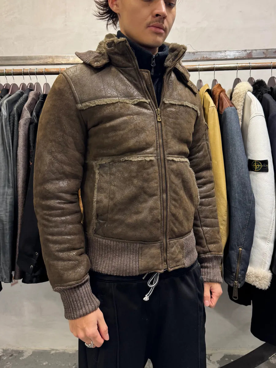 2010s Dolce & Gabbana Rabbit Brown Lamb Leather Cristal Jacket (S) 1