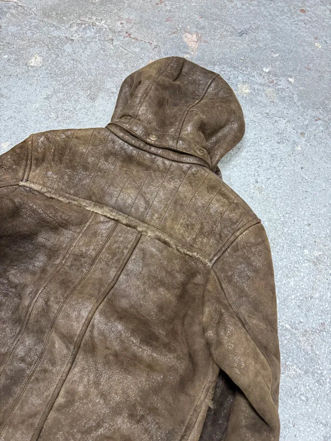 2010s Dolce & Gabbana Rabbit Brown Lamb Leather Cristal Jacket (S) 10