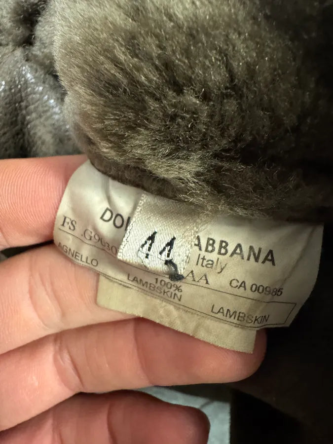 2010s Dolce & Gabbana Rabbit Brown Lamb Leather Cristal Jacket (S) 12