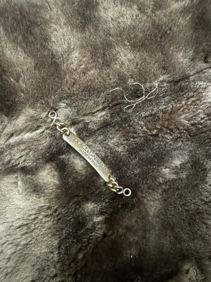 2010s Dolce & Gabbana Rabbit Brown Lamb Leather Cristal Jacket (S) 13