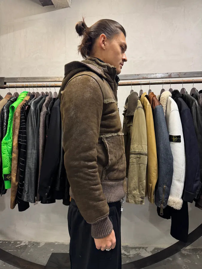 2010s Dolce & Gabbana Rabbit Brown Lamb Leather Cristal Jacket (S) 2