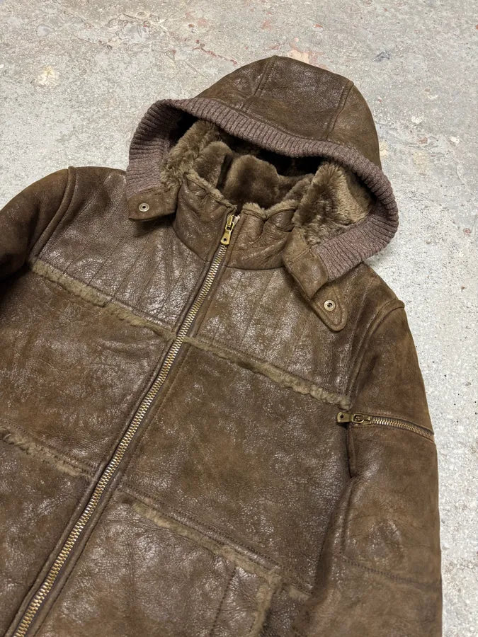 2010s Dolce & Gabbana Rabbit Brown Lamb Leather Cristal Jacket (S) 15