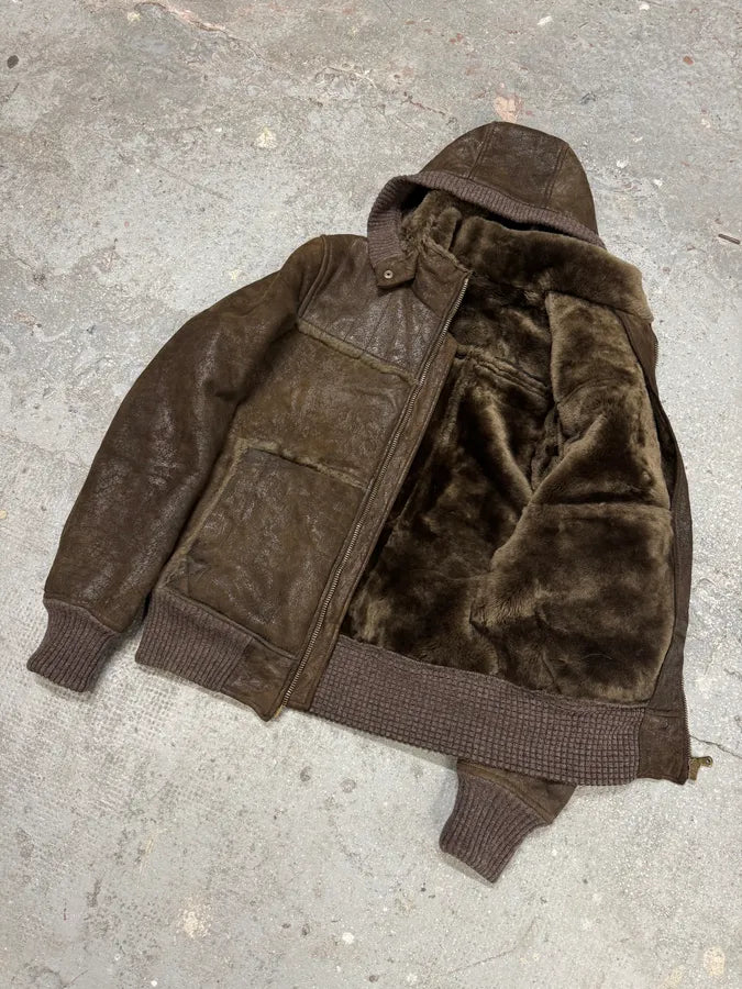 2010s Dolce & Gabbana Rabbit Brown Lamb Leather Cristal Jacket (S) 14