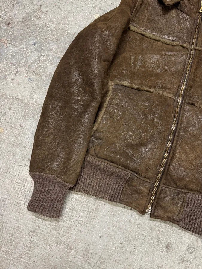 2010s Dolce & Gabbana Rabbit Brown Lamb Leather Cristal Jacket (S) 5