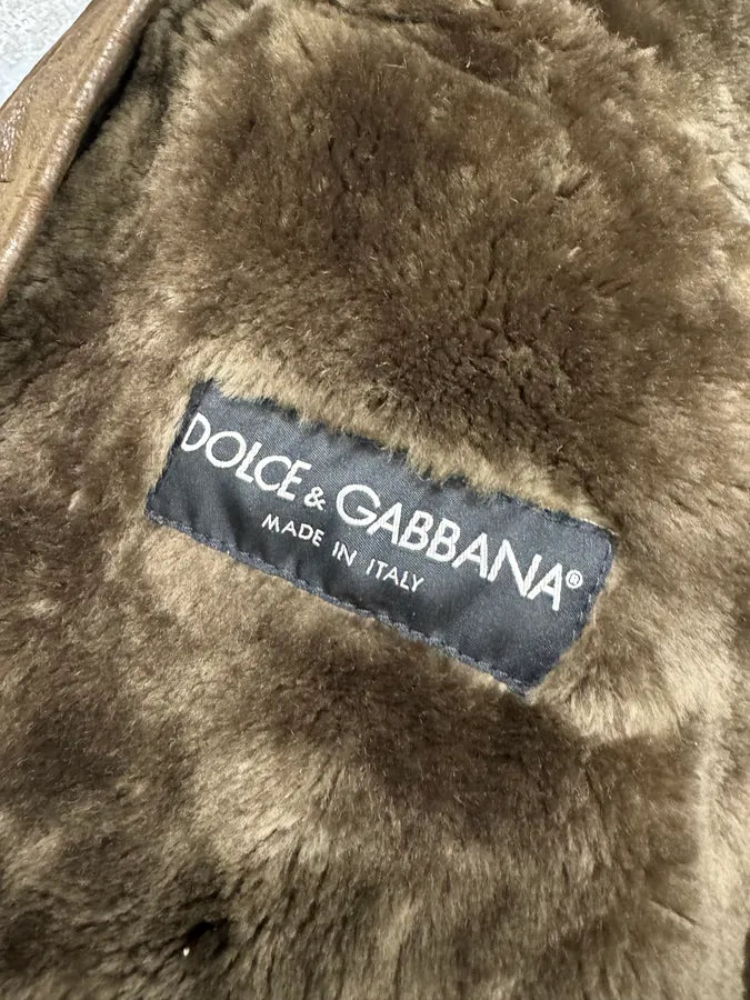 2010s Dolce & Gabbana Rabbit Brown Lamb Leather Cristal Jacket (S) 7