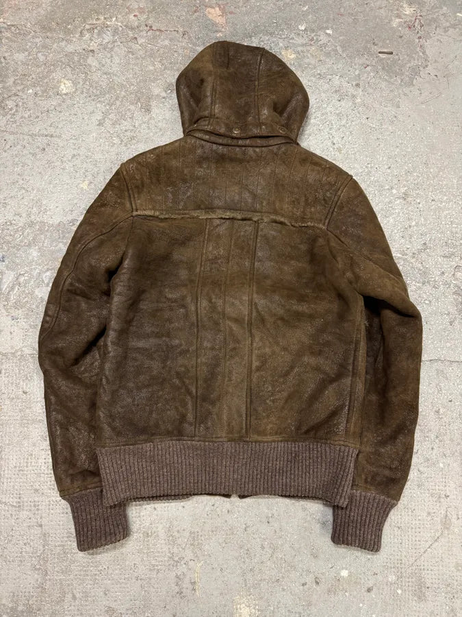 2010s Dolce & Gabbana Rabbit Brown Lamb Leather Cristal Jacket (S) 4