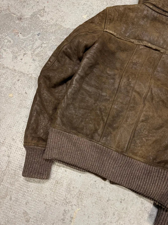 2010s Dolce & Gabbana Rabbit Brown Lamb Leather Cristal Jacket (S) 9