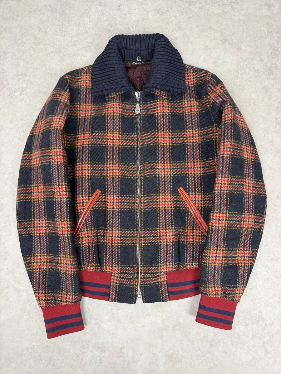 2010s Dolce & Gabbana Red & Navy Wool Checkered Jacket ZkzfAYA 0