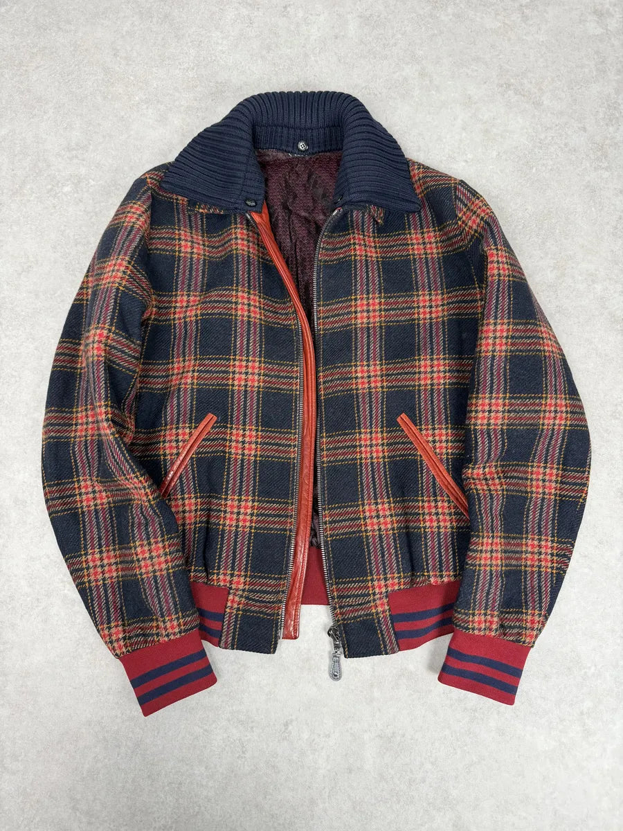 2010s Dolce & Gabbana Red & Navy Wool Checkered Jacket ZkzfAYA 5