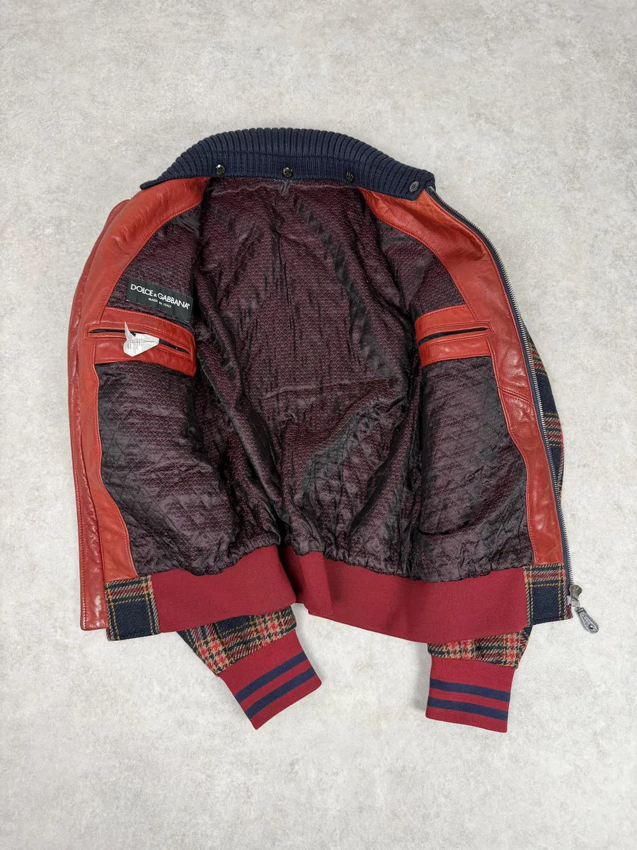 2010s Dolce & Gabbana Red & Navy Wool Checkered Jacket ZkzfAYA 7