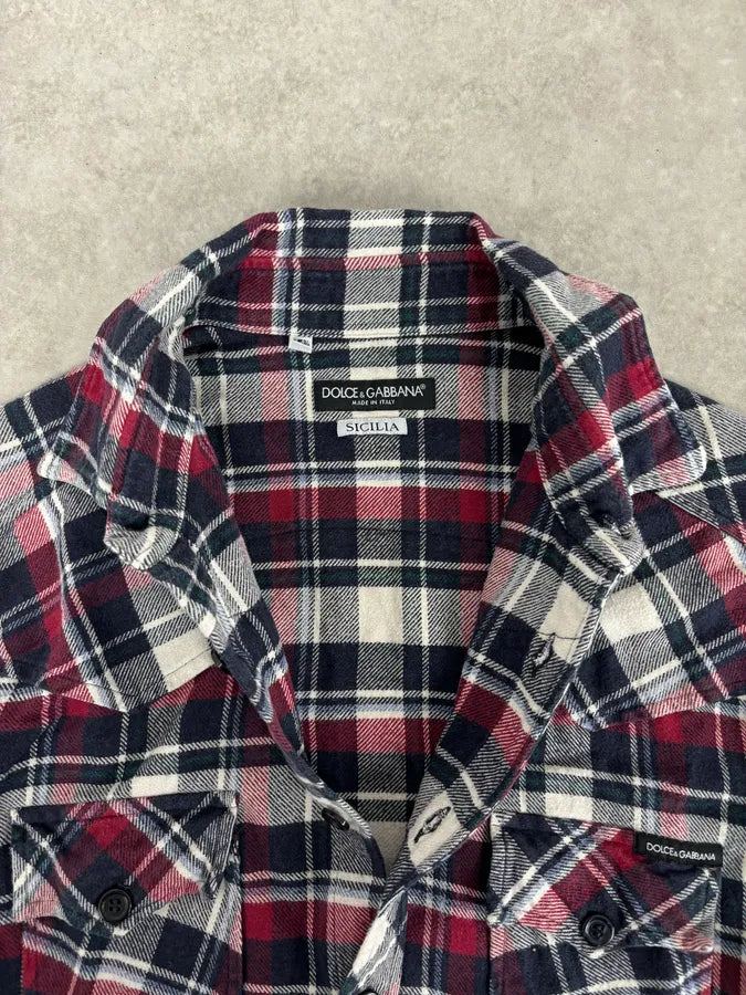 2010s Dolce & Gabbana Red Black White Checkered Sicilian Shirt hPmHpXh 7