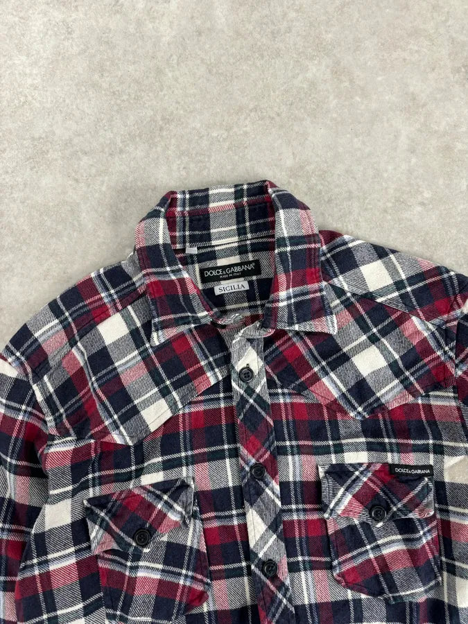 2010s Dolce & Gabbana Red Black White Checkered Sicilian Shirt hPmHpXh 3
