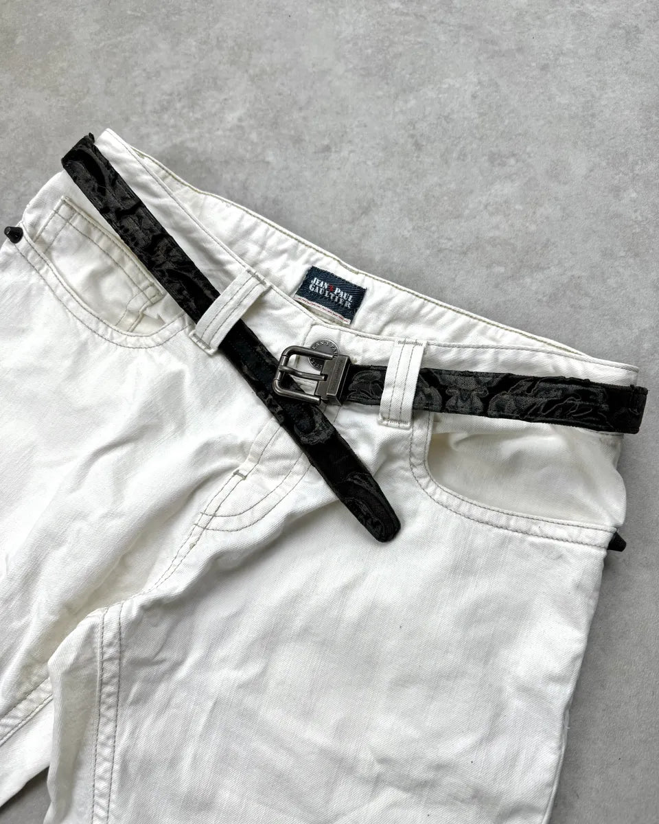 2010s Dolce & Gabbana Relief Velvet Embroidered Black Leather Belt hcAjozD 1