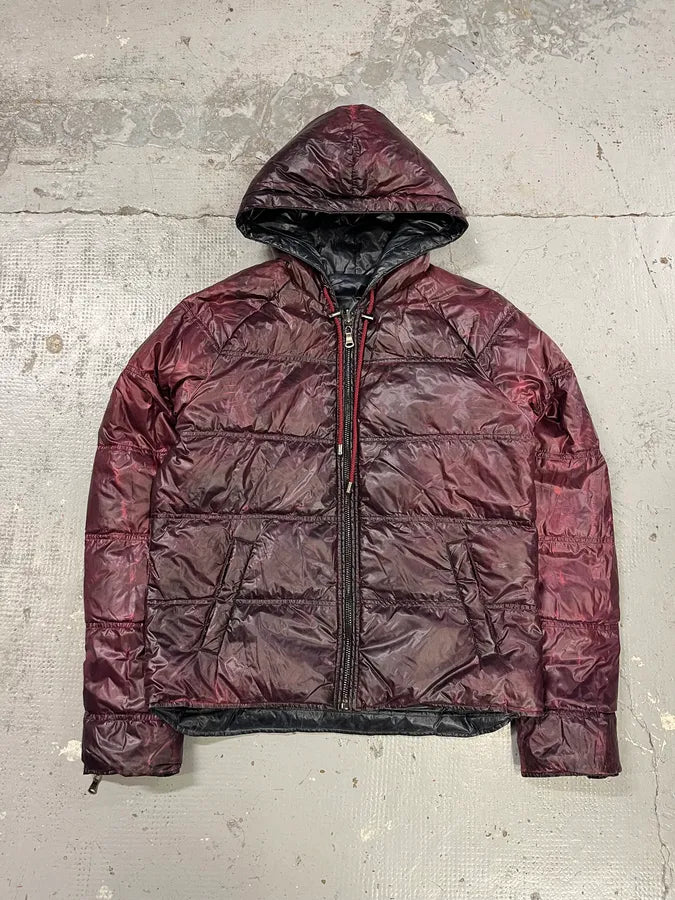 2010s Dolce & Gabbana Reversible Burgundy & Green Hooded Puffer Jacket QJNWpsU 0