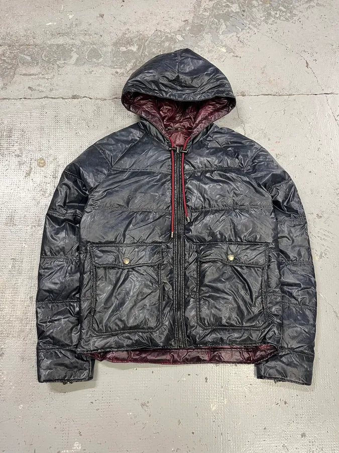 2010s Dolce & Gabbana Reversible Burgundy & Green Hooded Puffer Jacket QJNWpsU 1