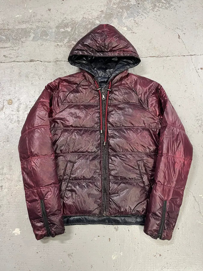 2010s Dolce & Gabbana Reversible Burgundy & Green Hooded Puffer Jacket QJNWpsU 4