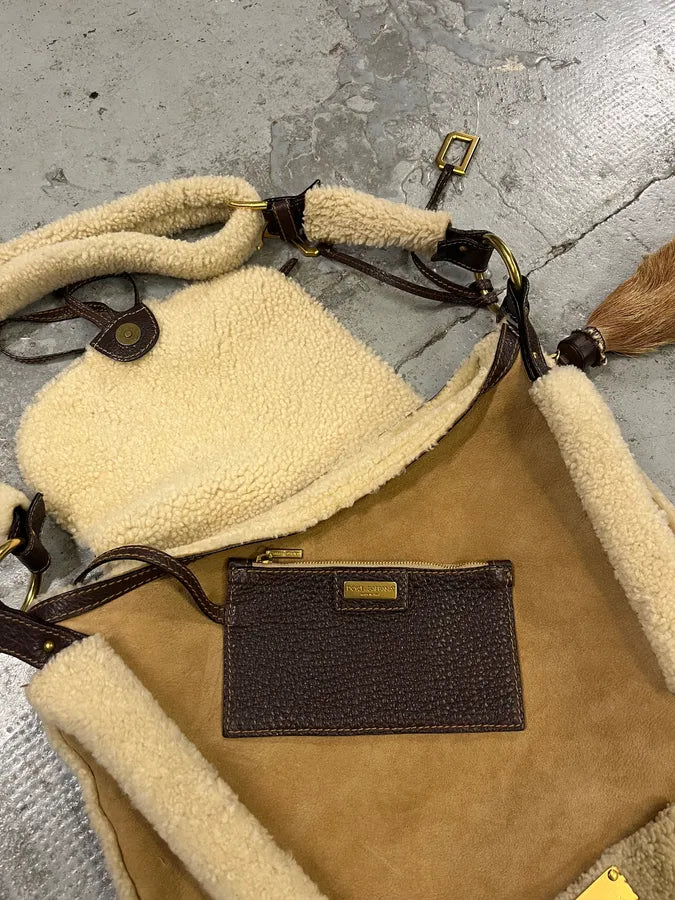 2010s Dolce & Gabbana Shearling Beige Shoulder Bag HSmhgvd 9