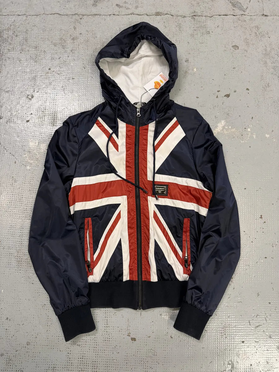2010s Dolce & Gabbana UK Flag Hooded Navy Jacket QDoLrqj 0