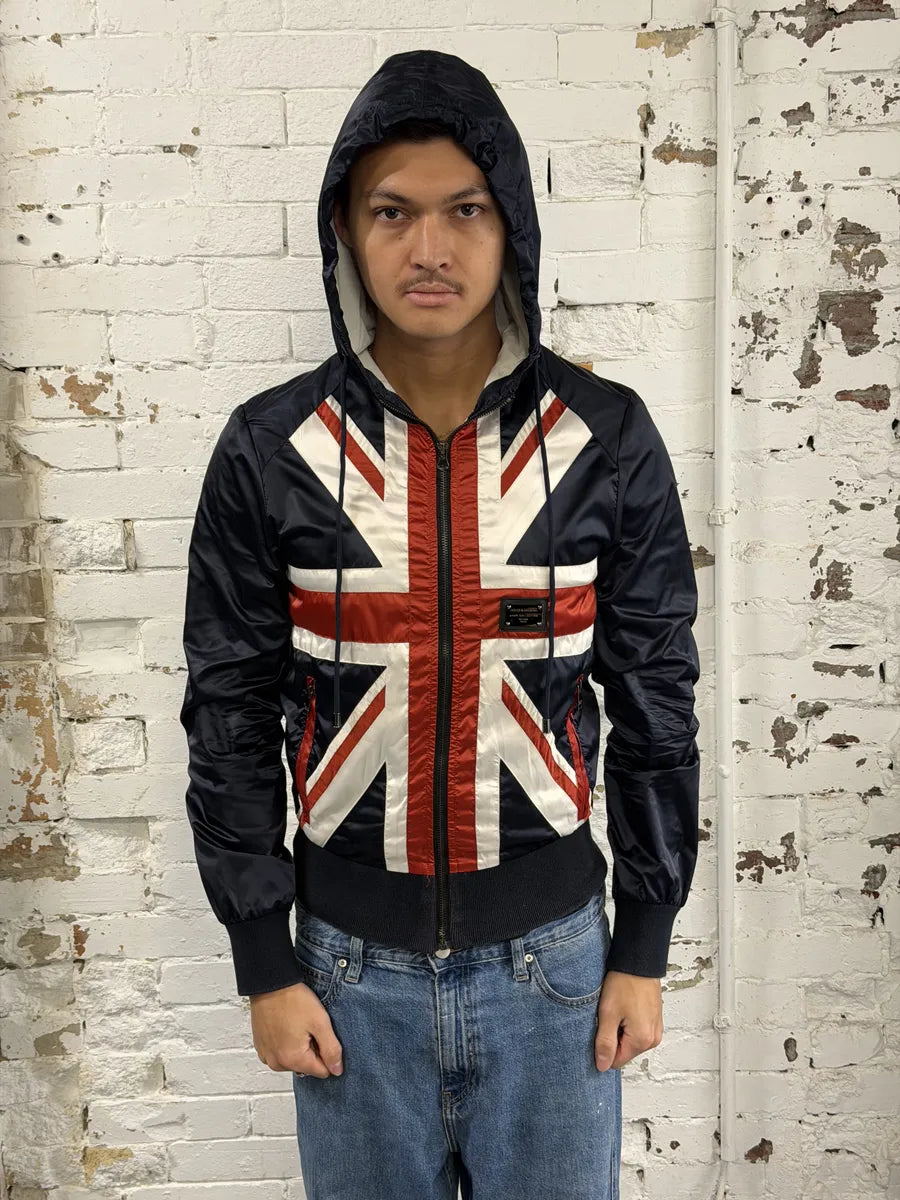 2010s Dolce & Gabbana UK Flag Hooded Navy Jacket QDoLrqj 1