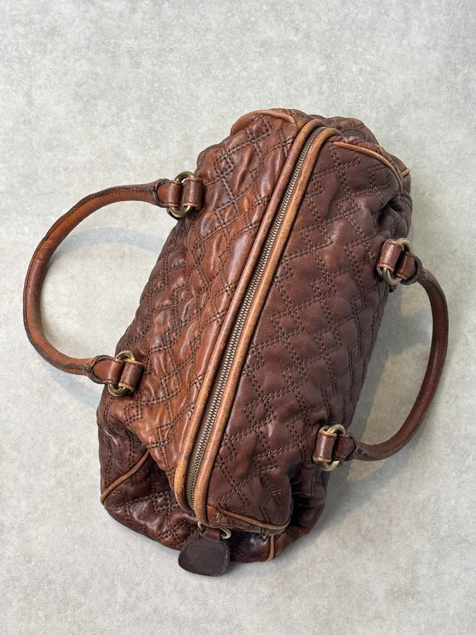 2010s Dolce & Gabbana Vintage Brown Quilted Leather Bowling Bag  DUinWwT 4