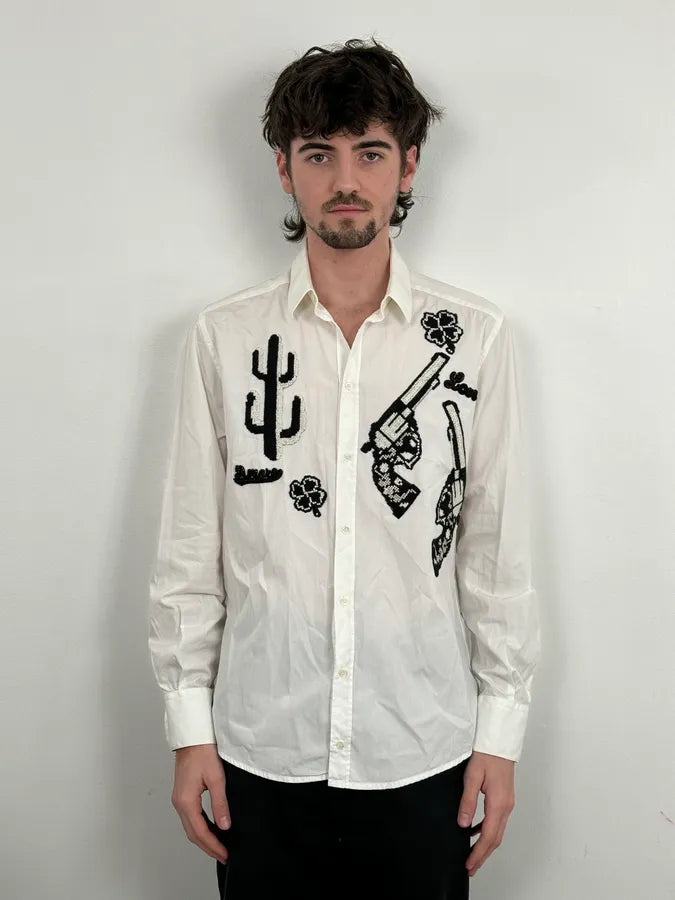 2010s Dolce & Gabbana Western Cactus Gun White Shirt NrLJsAn 1
