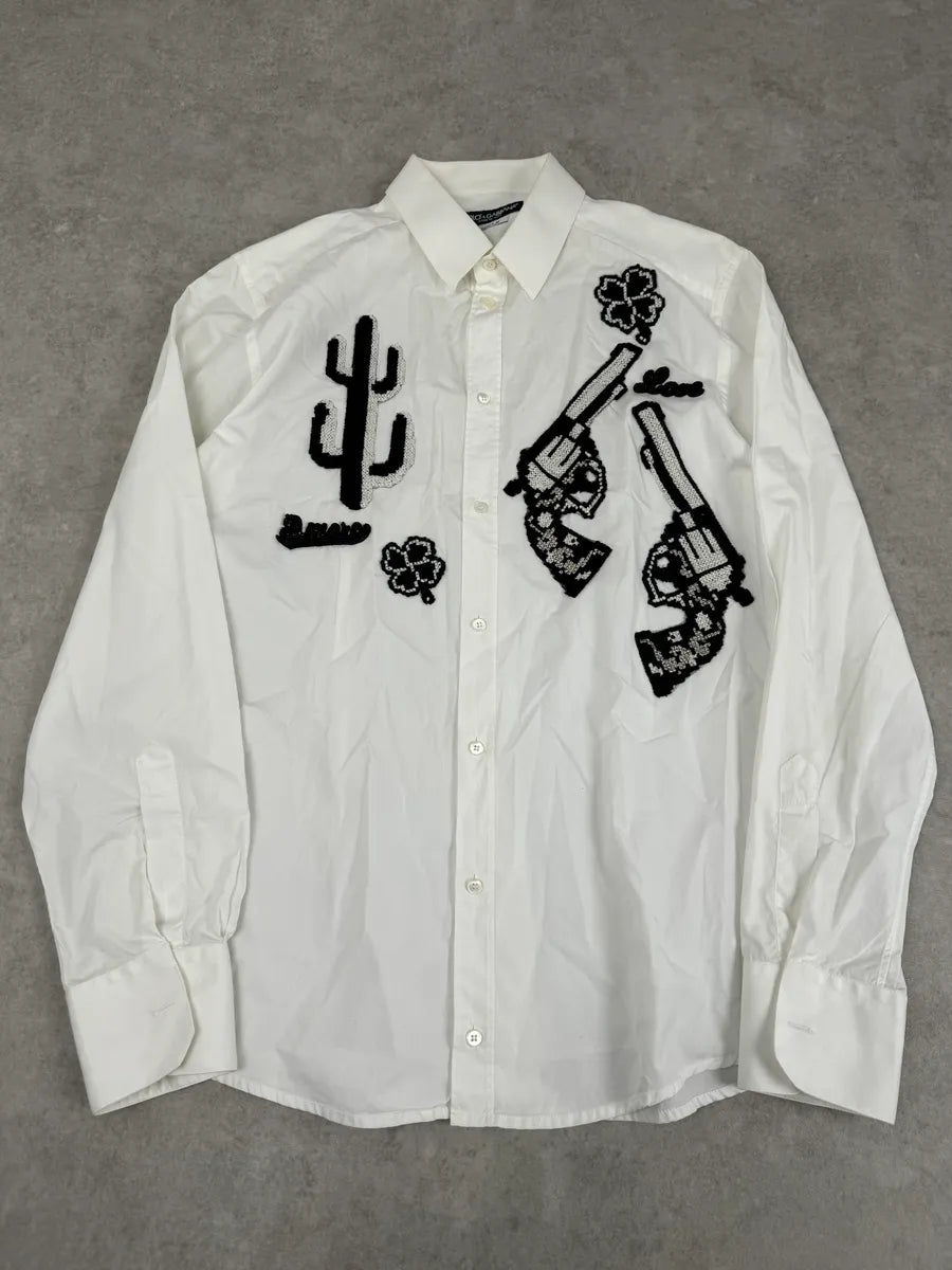 2010s Dolce & Gabbana Western Cactus Gun White Shirt NrLJsAn 3