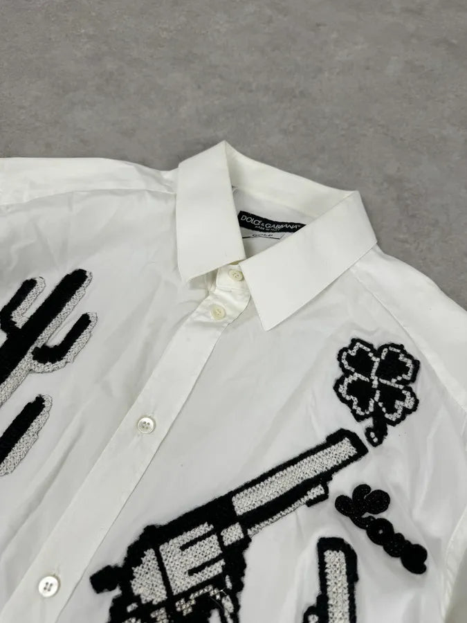 2010s Dolce & Gabbana Western Cactus Gun White Shirt NrLJsAn 4