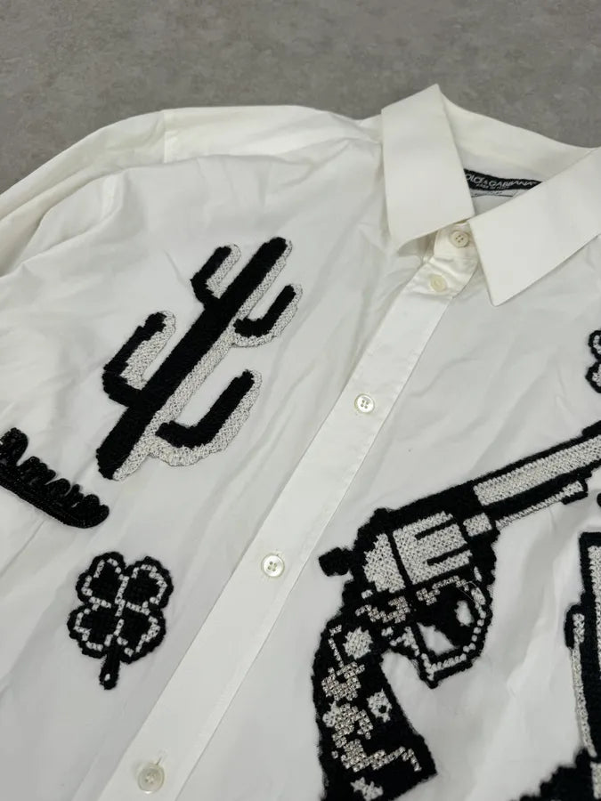 2010s Dolce & Gabbana Western Cactus Gun White Shirt NrLJsAn 5