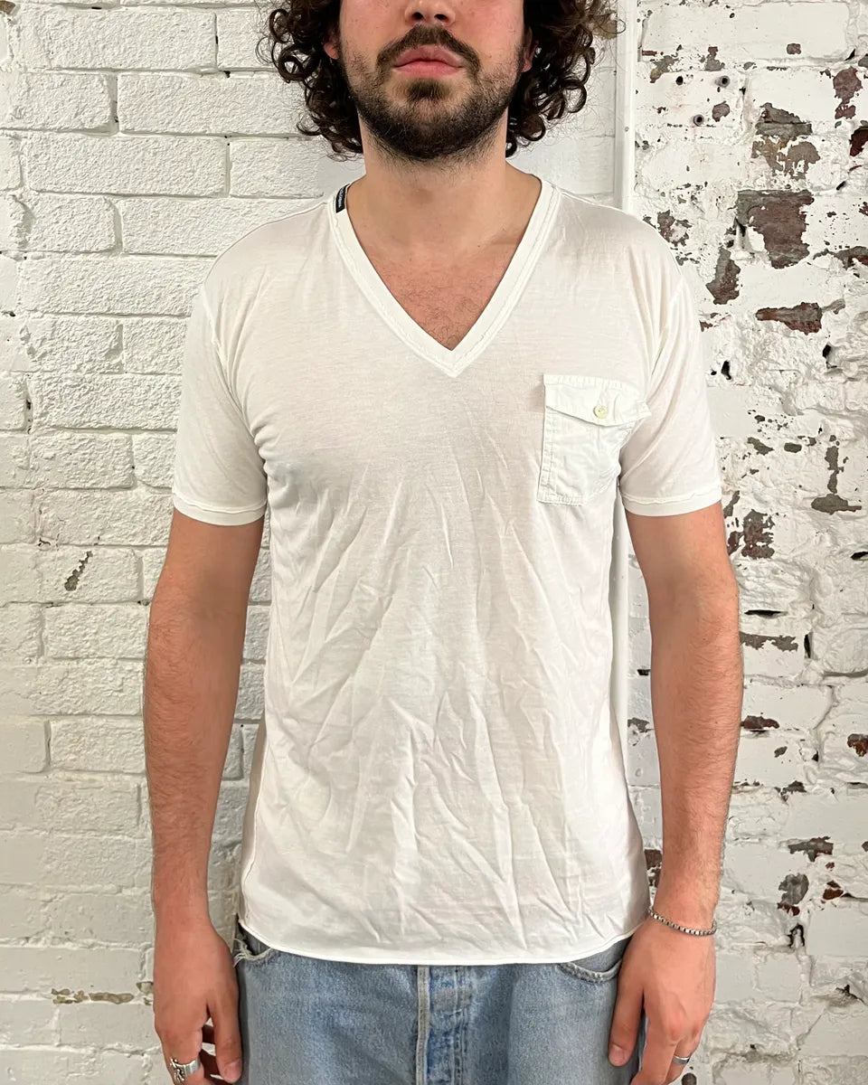 2010s Dolce & Gabbana White V-Neck T-Shirt qPLuolR 1