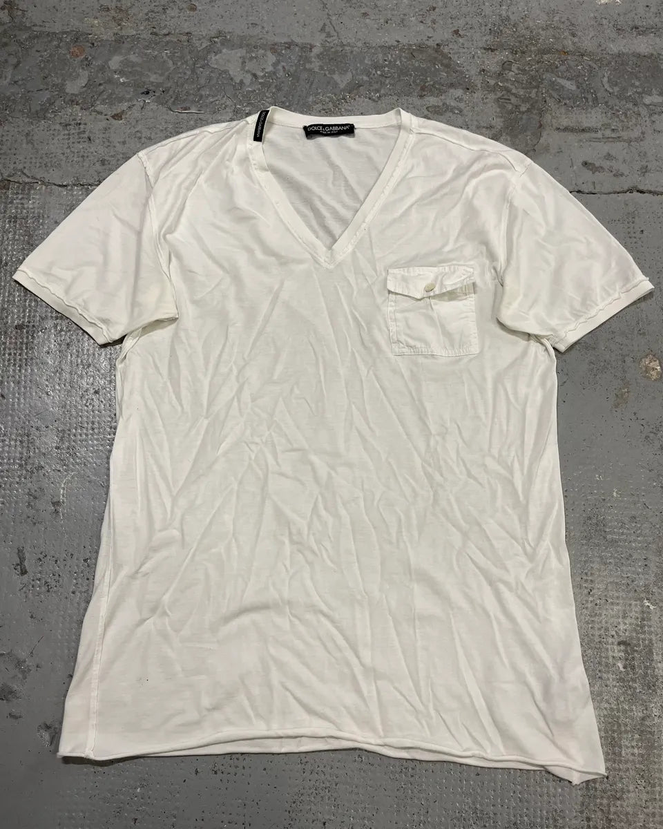 2010s Dolce & Gabbana White V-Neck T-Shirt qPLuolR 3