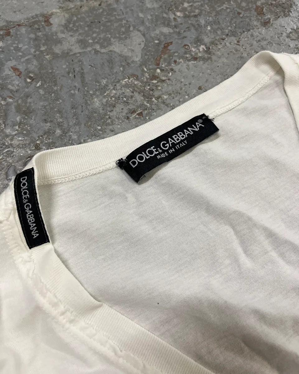2010s Dolce & Gabbana White V-Neck T-Shirt qPLuolR 7