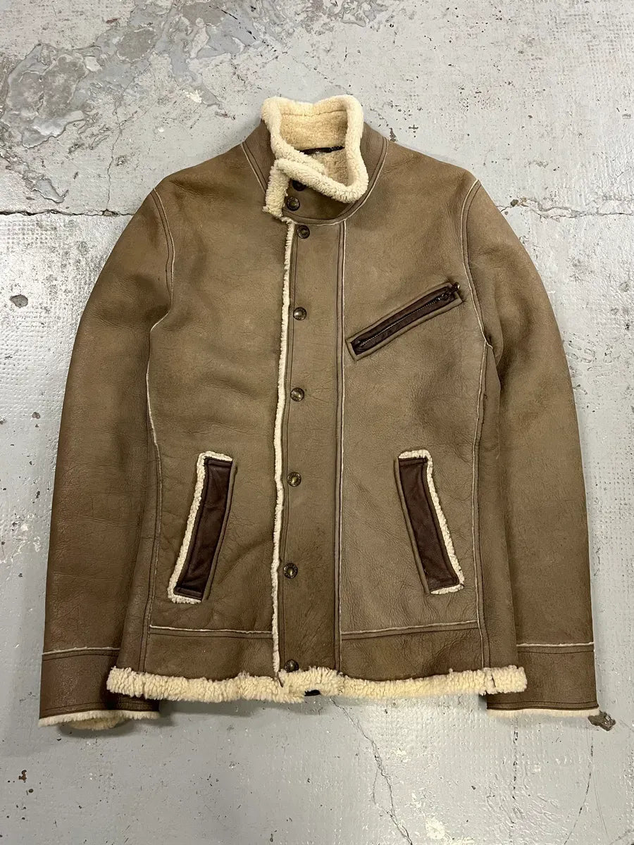 2010s Dolce & Gabbana Beige Shearling Leather Jacket SInzxce 2