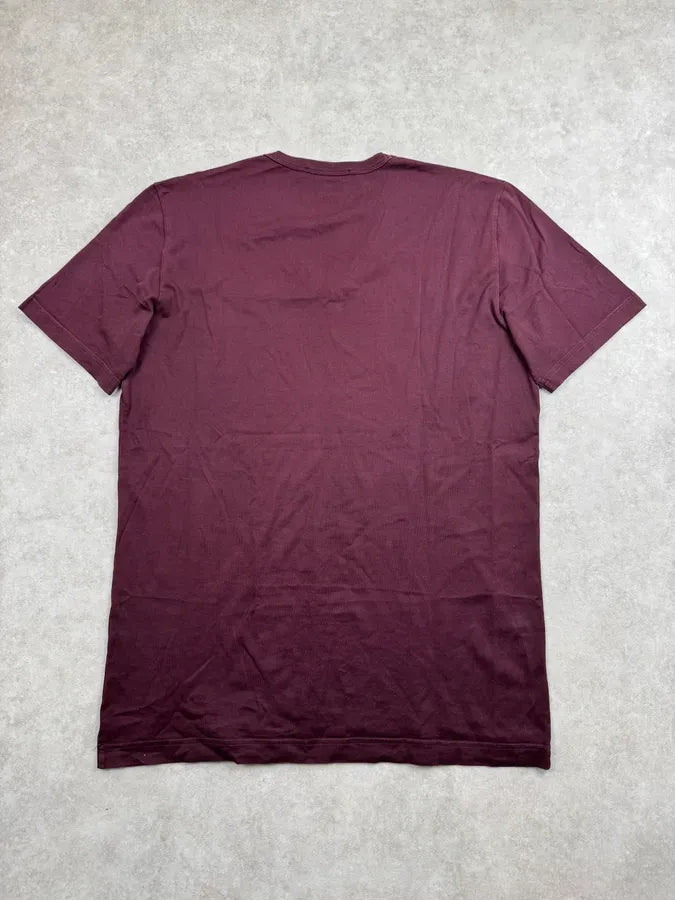 2010s Dolce & Gabbana Bordeaux Amore Embroidered Logo V-Neck T-Shirt ODWeFFF 5