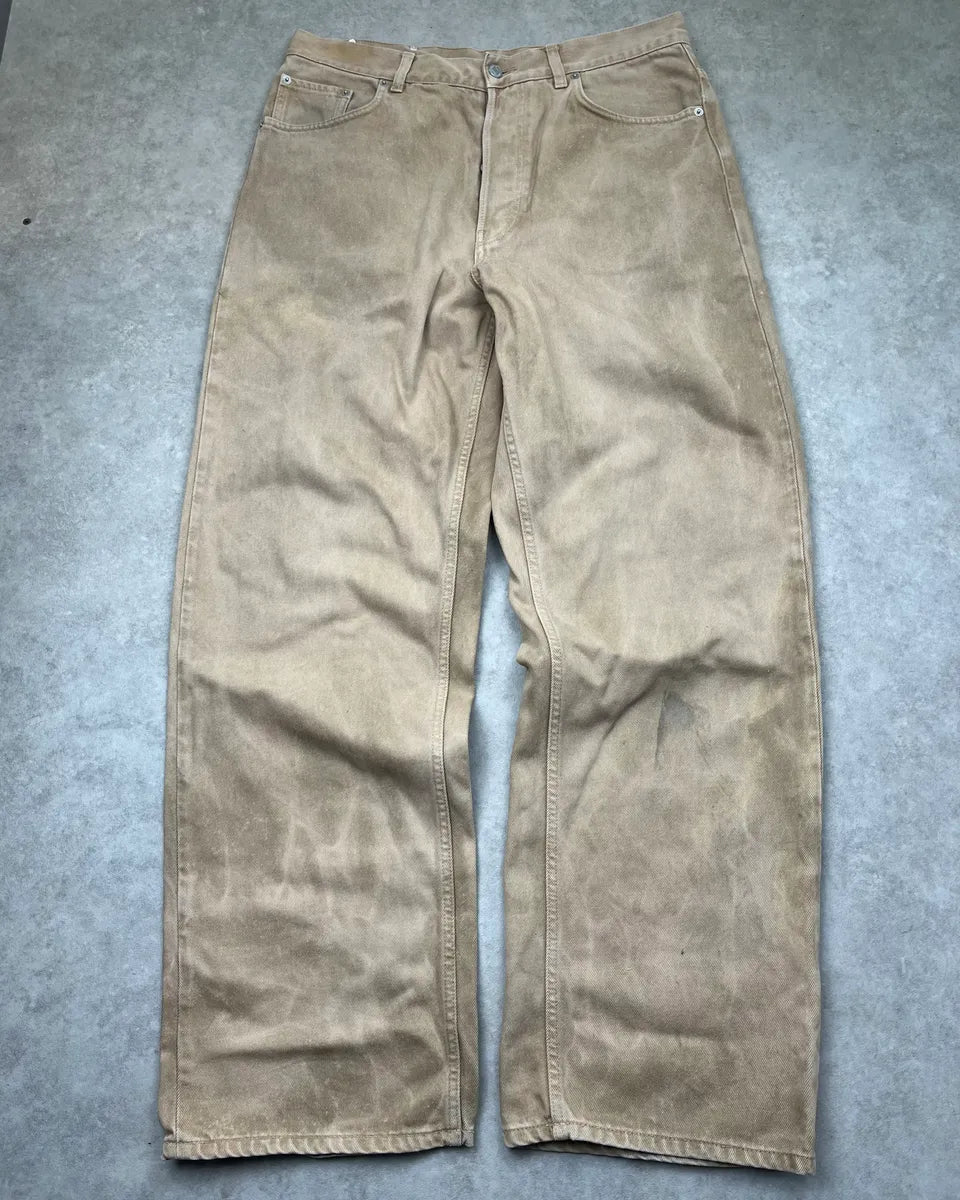 2010s Dries Van Noten Beige Faded Large Denim Jeans JtcoIAu 3
