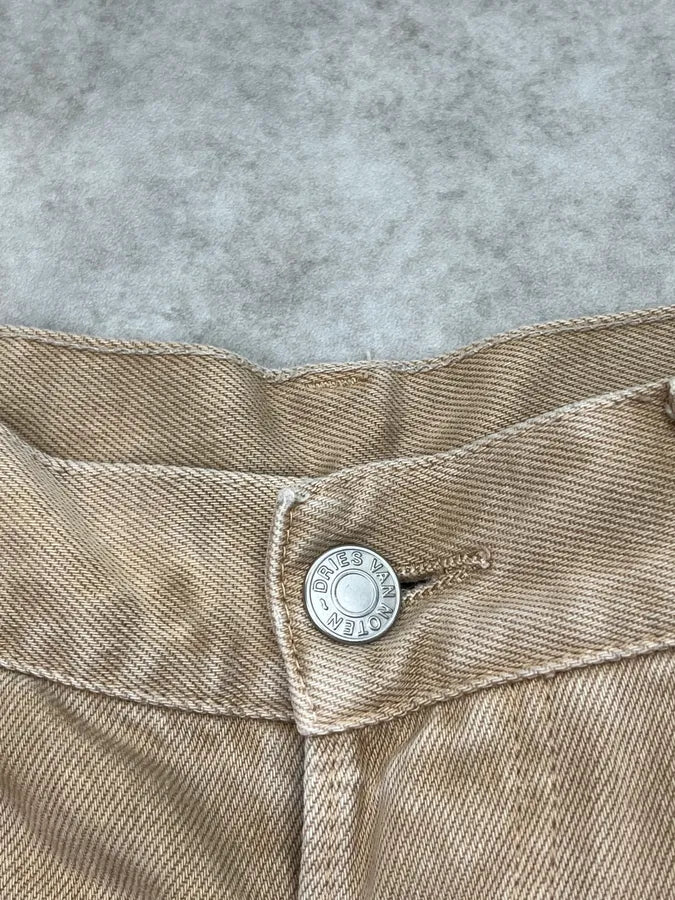 2010s Dries Van Noten Beige Faded Large Denim Jeans JtcoIAu 8