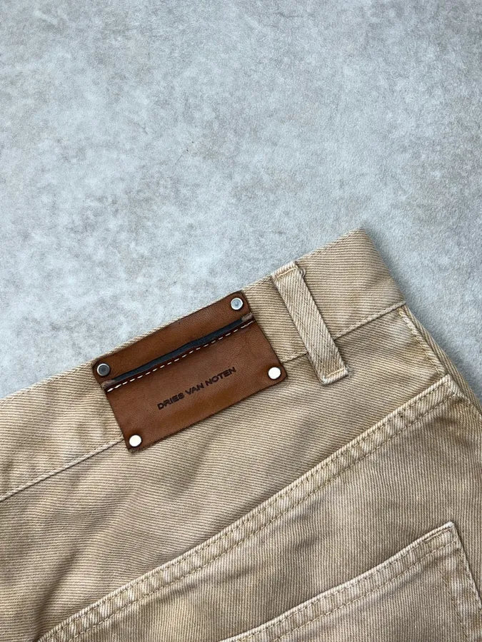 2010s Dries Van Noten Beige Faded Large Denim Jeans JtcoIAu 9
