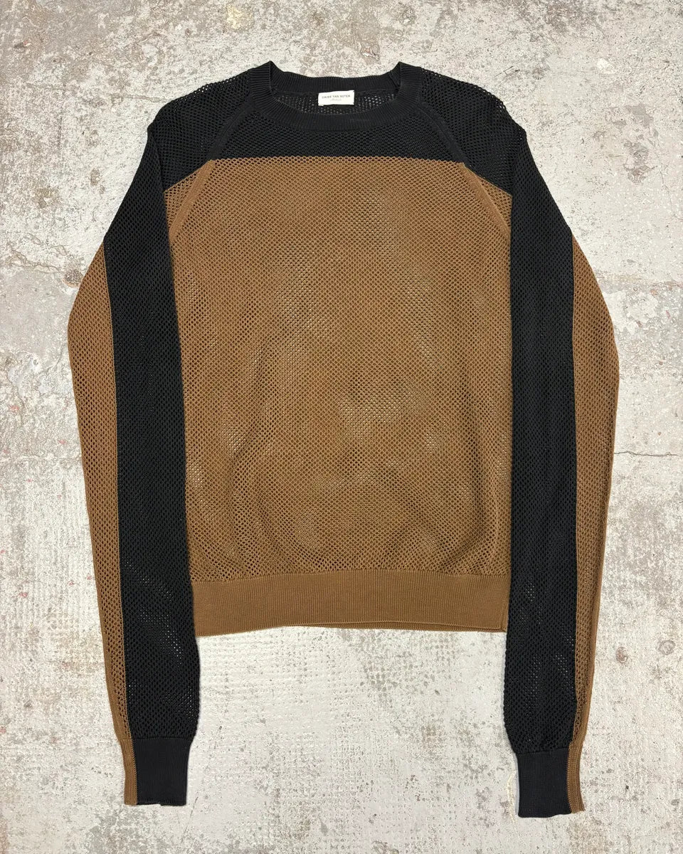 2010s Dries Van Noten Black & Brown Perfored Sweater GhXXzXT 0