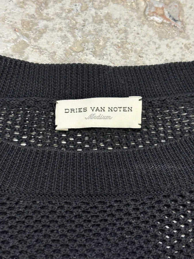 2010s Dries Van Noten Black & Brown Perfored Sweater GhXXzXT 5
