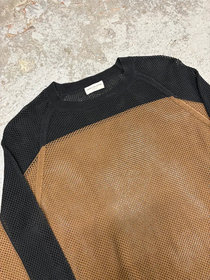 2010s Dries Van Noten Black & Brown Perfored Sweater GhXXzXT 2