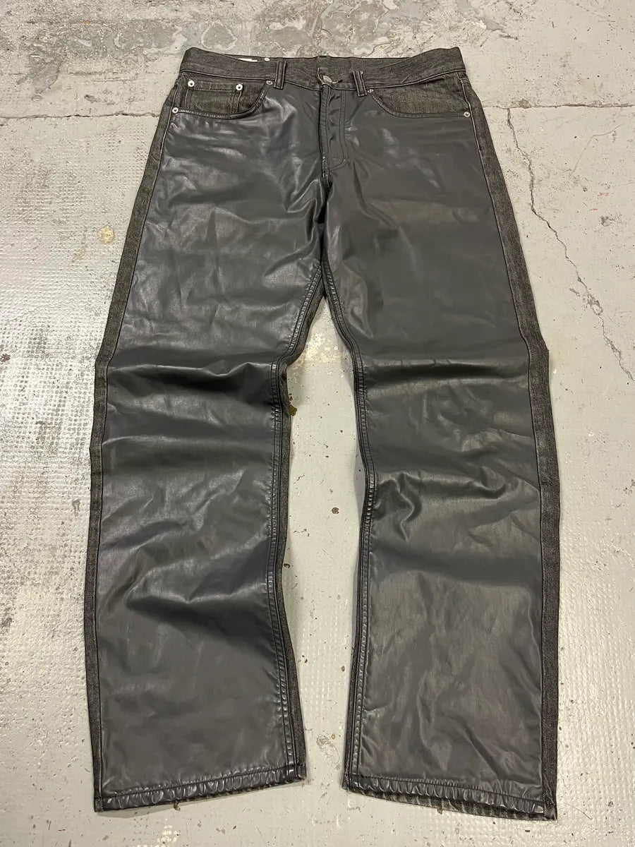 2010s Dries Van Noten Grey Leather Panel Denim Jeans bRYVJQR 0