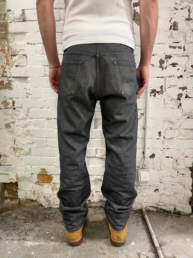 2010s Dries Van Noten Grey Leather Panel Denim Jeans bRYVJQR 3