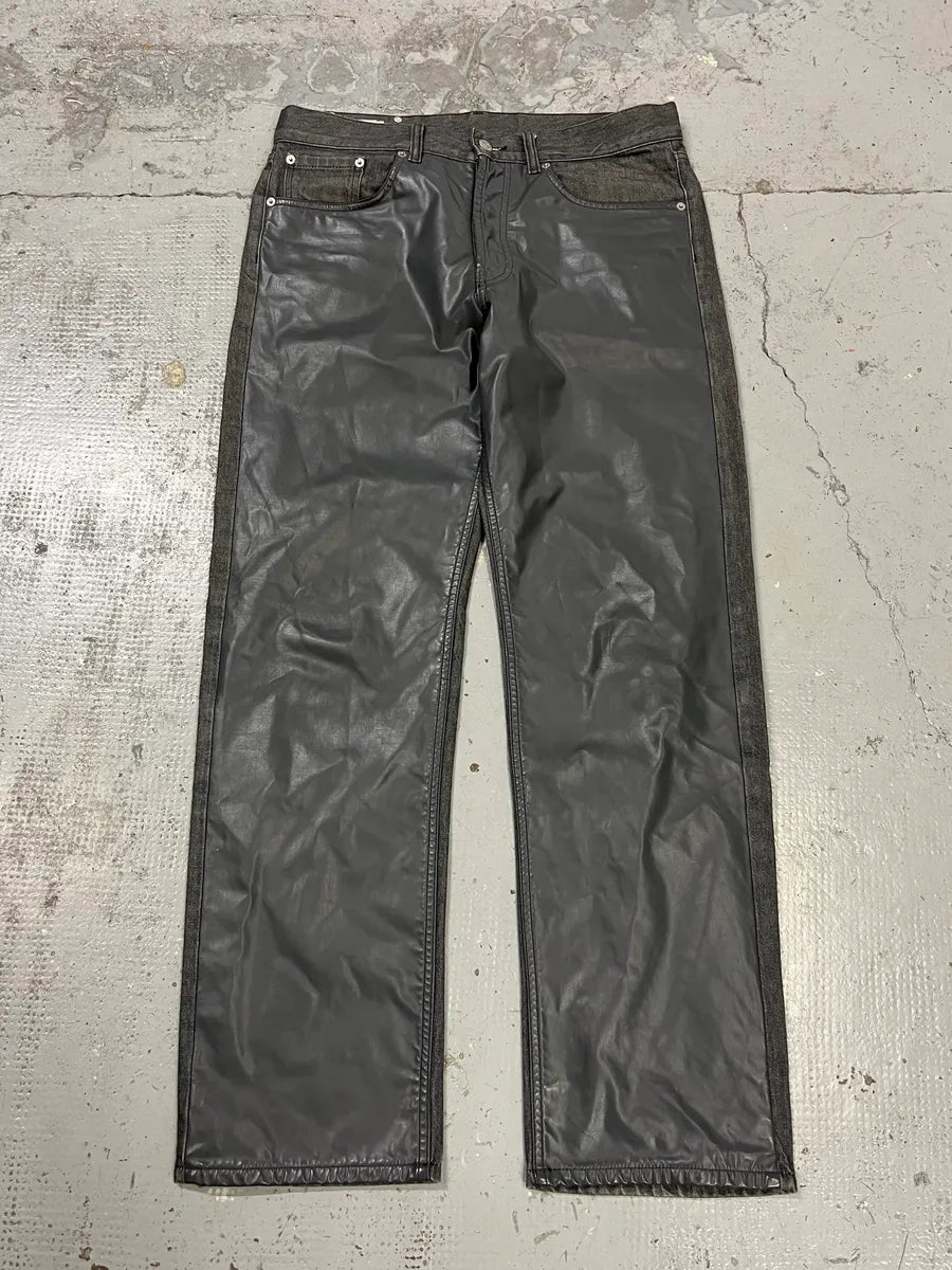 2010s Dries Van Noten Grey Leather Panel Denim Jeans bRYVJQR 4