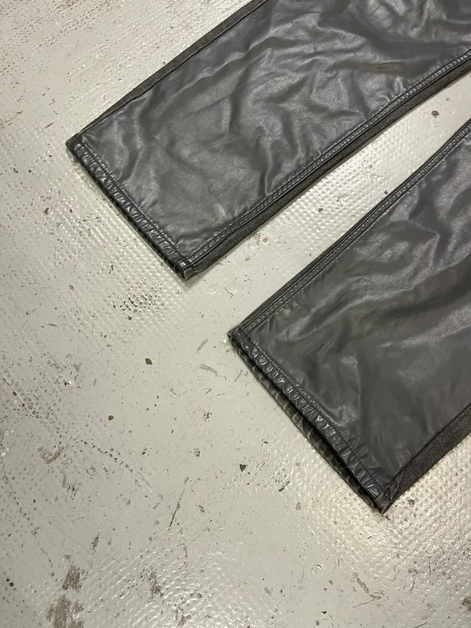 2010s Dries Van Noten Grey Leather Panel Denim Jeans bRYVJQR 6