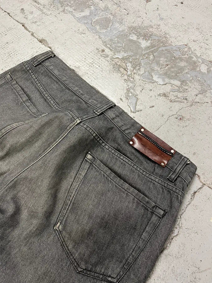 2010s Dries Van Noten Grey Leather Panel Denim Jeans bRYVJQR 8