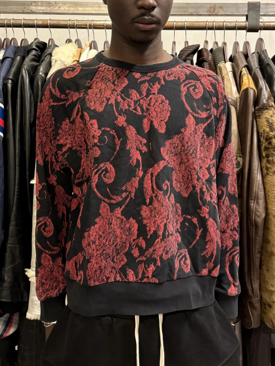 2010s Dries Van Noten Red Flowers Black Sweater iOMBFUN 1