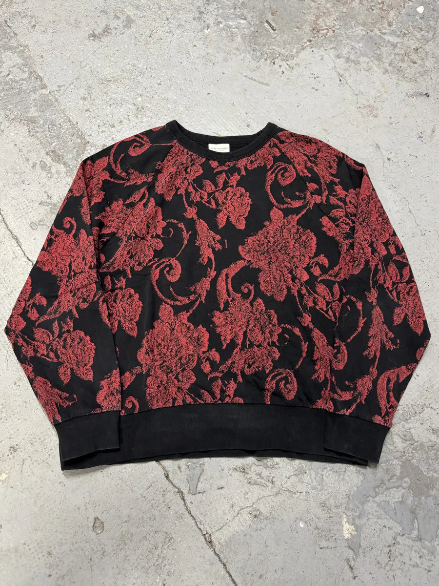2010s Dries Van Noten Red Flowers Black Sweater iOMBFUN 5