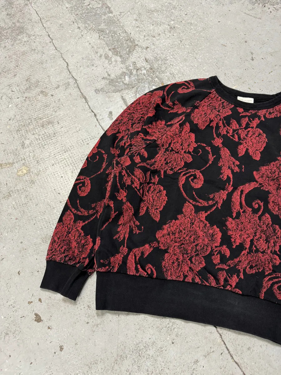 2010s Dries Van Noten Red Flowers Black Sweater iOMBFUN 7